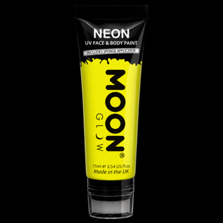 Maquillage fluo UV avec applicateur éponge - 75 ml - Jaune